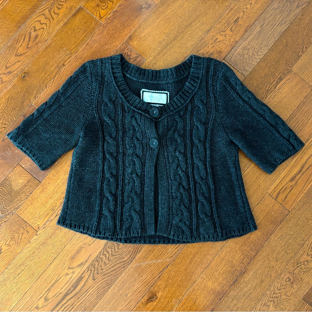 American Eagle Outfitters two button swingy crop cardigan in charcoal size large